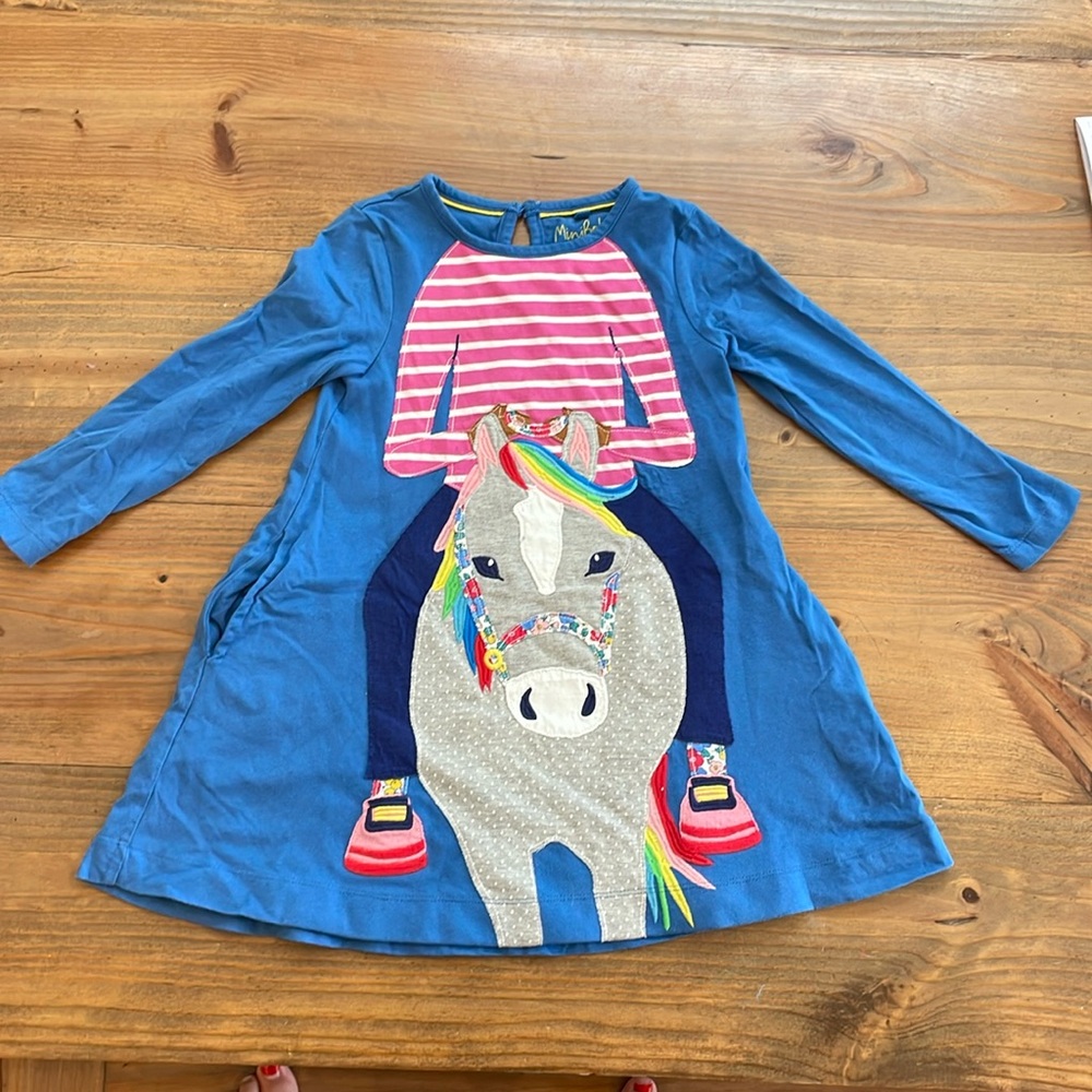 Mini Boden Horse Dress, EUC, size 4-5T